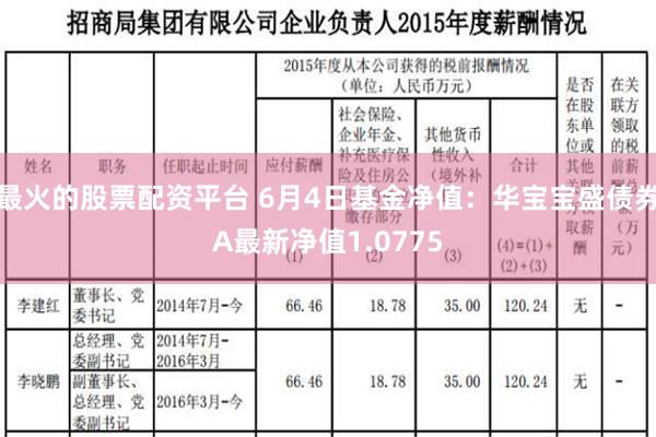 最火的股票配资平台 6月4日基金净值：华宝宝盛债券A最新净值1.0775