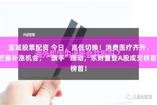 宣城股票配资 今日，高低切换！消费医疗齐升，把握补涨机会，“旗手”躁动，东财重登A股成交榜首！