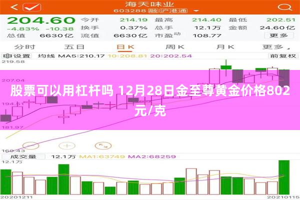 股票可以用杠杆吗 12月28日金至尊黄金价格802元/克