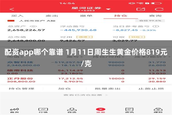 配资app哪个靠谱 1月11日周生生黄金价格819元/克